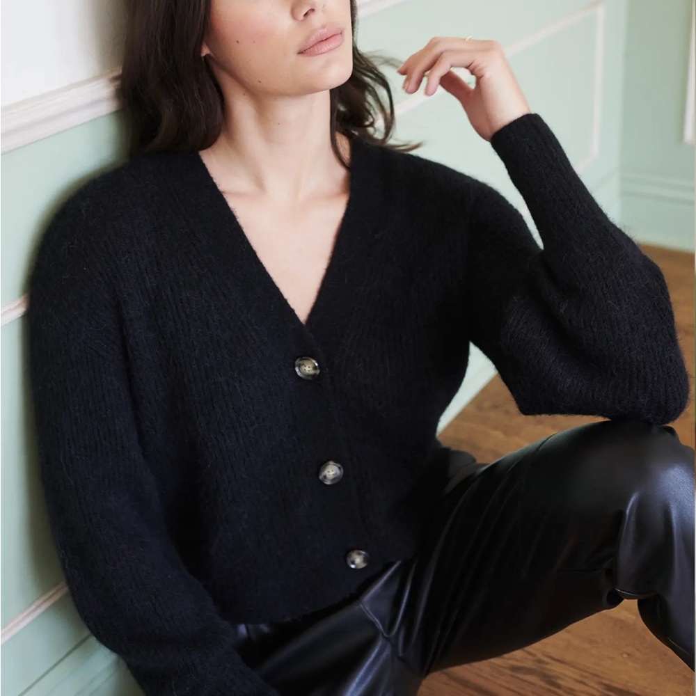 Quince baby alpaca wool cropped cardigan NWOT